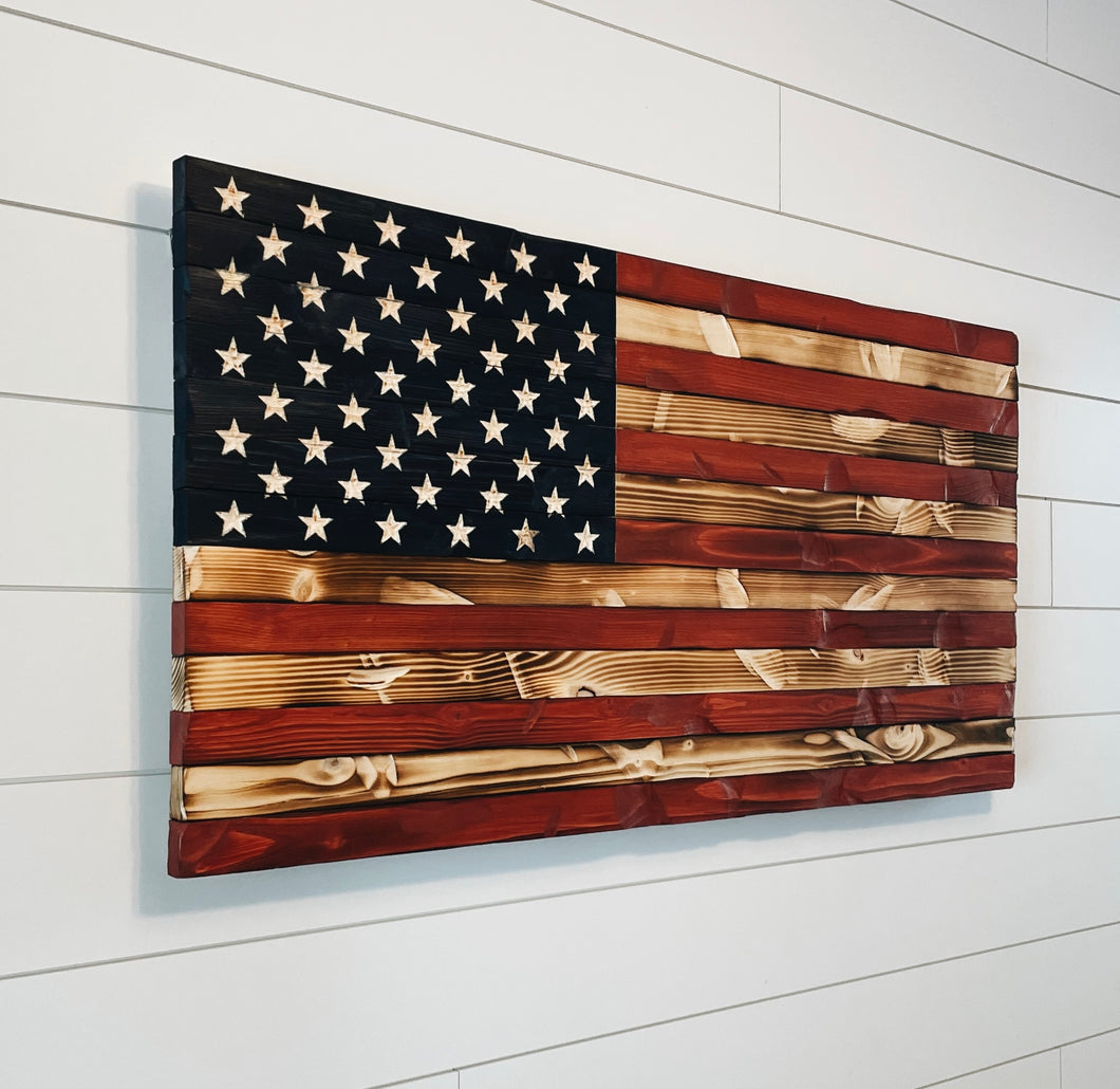 Hand Crafted Wood American Flag